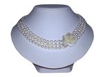 Freshwater Pearl Necklace with Flower Clasp Design