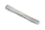 Sterling Silver Tie Slide with Two-Stripe Floral Design